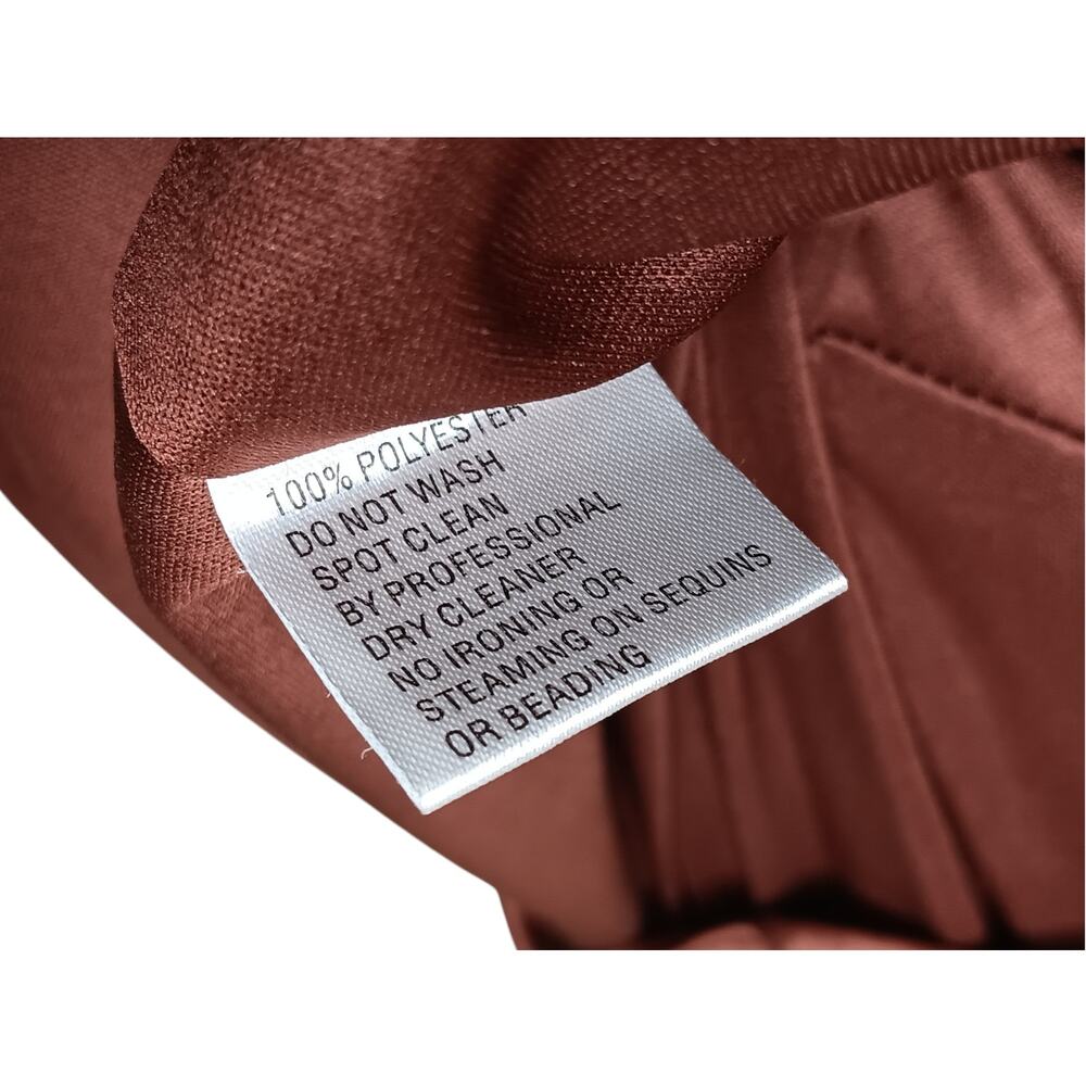 New with Tags Mac Duggal 26737 Brown Pleated Cutout Gown Long Sleeve Size 8 - Picture 15 of 16